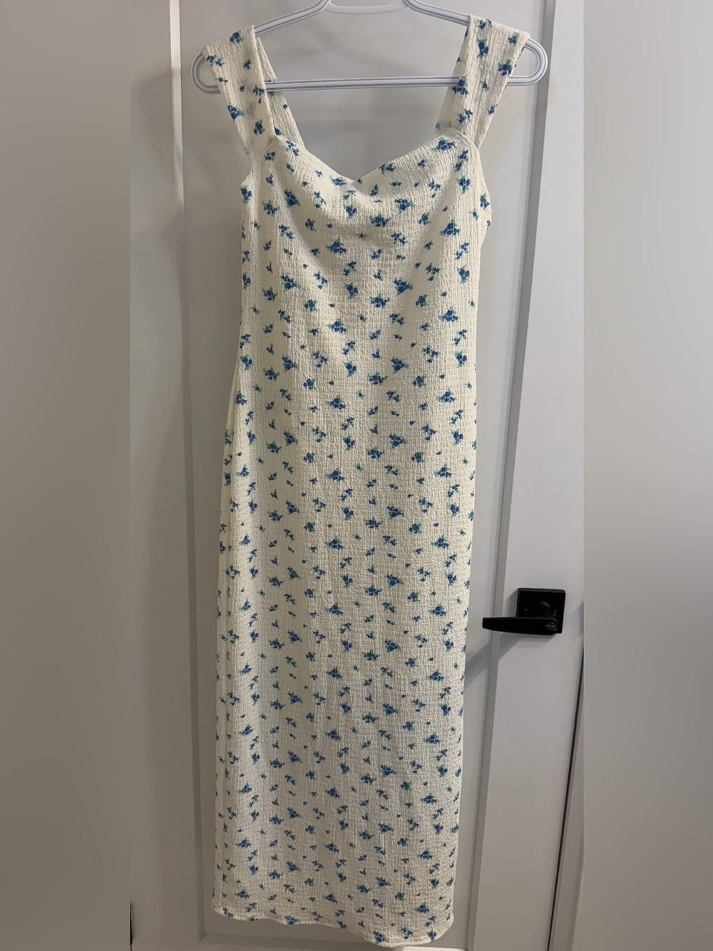 NWT See You Monday Blue Floral Lined Textured Midi Dress Size M